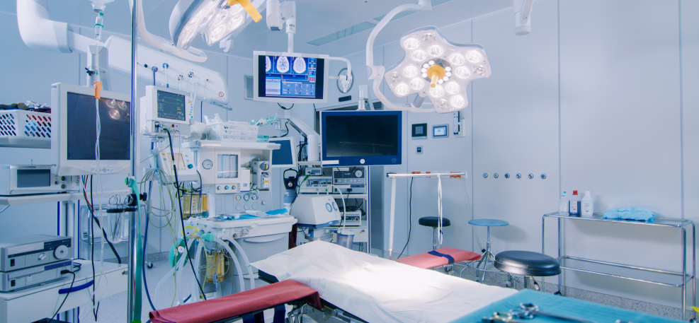 Medical instruments on operating room
