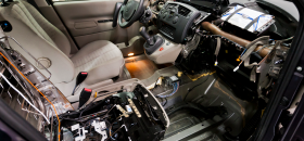 Car with parts exposed